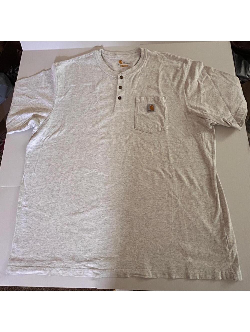 Carhartt Original Fit 3 Button Heather Gray Short Sleeve Tee Men’s Size 2Xlarge